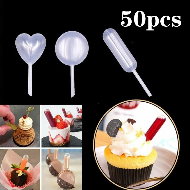 50pcs 4ml Sauce Droppers For Cupcakes Ice Cream Ketchup Pastries Stuffed Dispenser Mini Squeeze Transfer Pipettes Dessert Tools