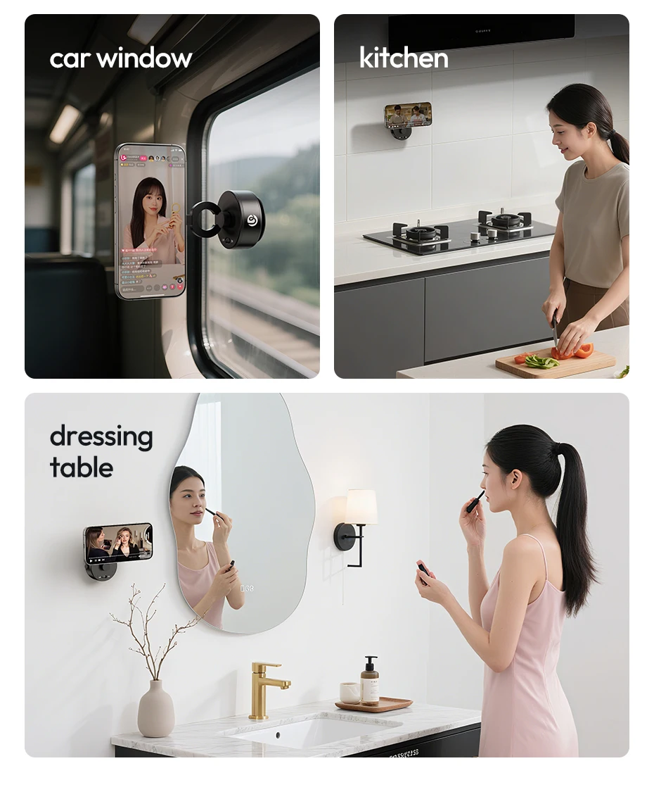 Clip-On Electric Suction Cup MagMount Phone Mount for iPhone 16 15 14 13 for Wal