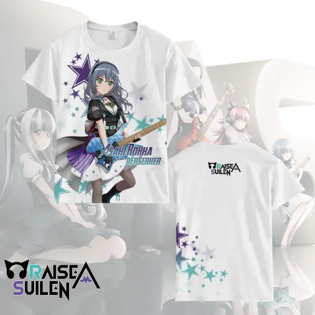 Anime BanG Dream! Poppin'Party 3D Print T shirts Harajuku Kid Short sleeve Top tactical shirt