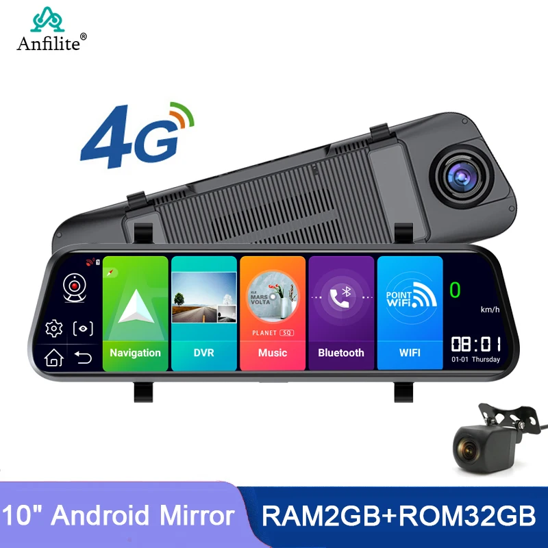10 Inch Android Smart Rearview Mirror ADAS Car DVR Android 8.1 Automobile Video Recorder 2GB + 32GB WiFi GPS Navigation car dash cam