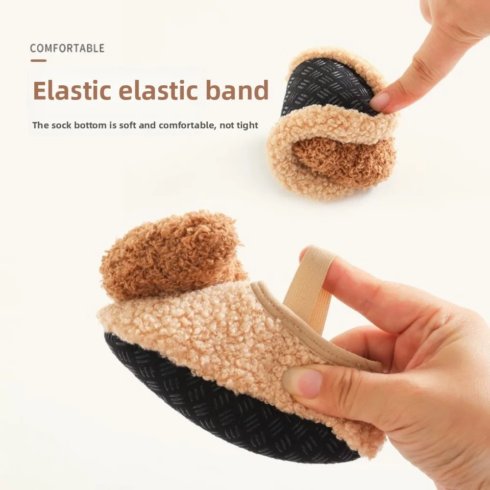 Winter Warm Baby Slippers Cute Cartoon Bear Soft Toddler Shoes Kids Footwear Newborn Learning Walking Shoes Infant Floor Socks