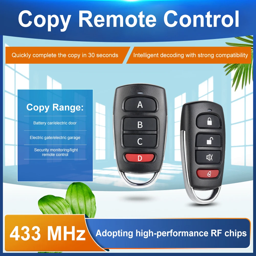 315MHz/433MHz Clone Remote Control Universal Garage Door Gate Opener Fixed Learning Code Wireless Clone Switch for Electric Gate