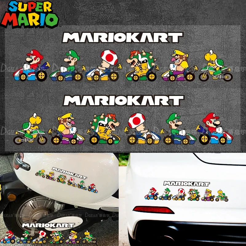 Super Mario Kart Anime Game Luigi Wario Toad Bowser Figure Impermeabile Body Sticker Scratch Mask Kawaii Decorazione Giocattoli Per Bambini Regali