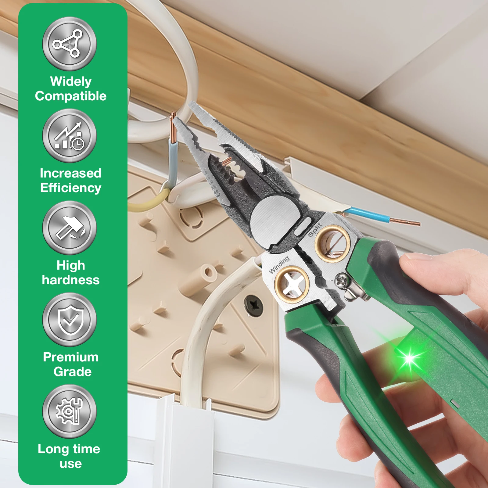 Alloy Steel 8 in 1 Wire Stripper with Voltage Tester Accurate Wire Stripping Tool Insulation Protection Cable Stripper for