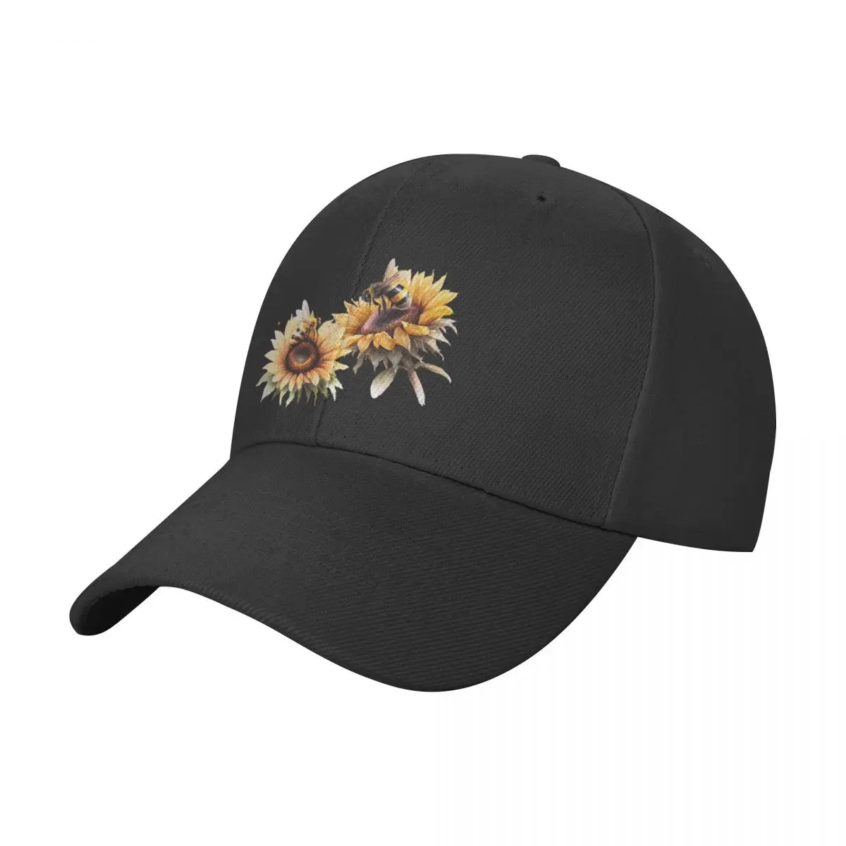 

Bee On A Sunflower Cute Bees on Sunflowers Baseball Cap Streetwear dad hat Trucker Hat Icon Caps Male Women's