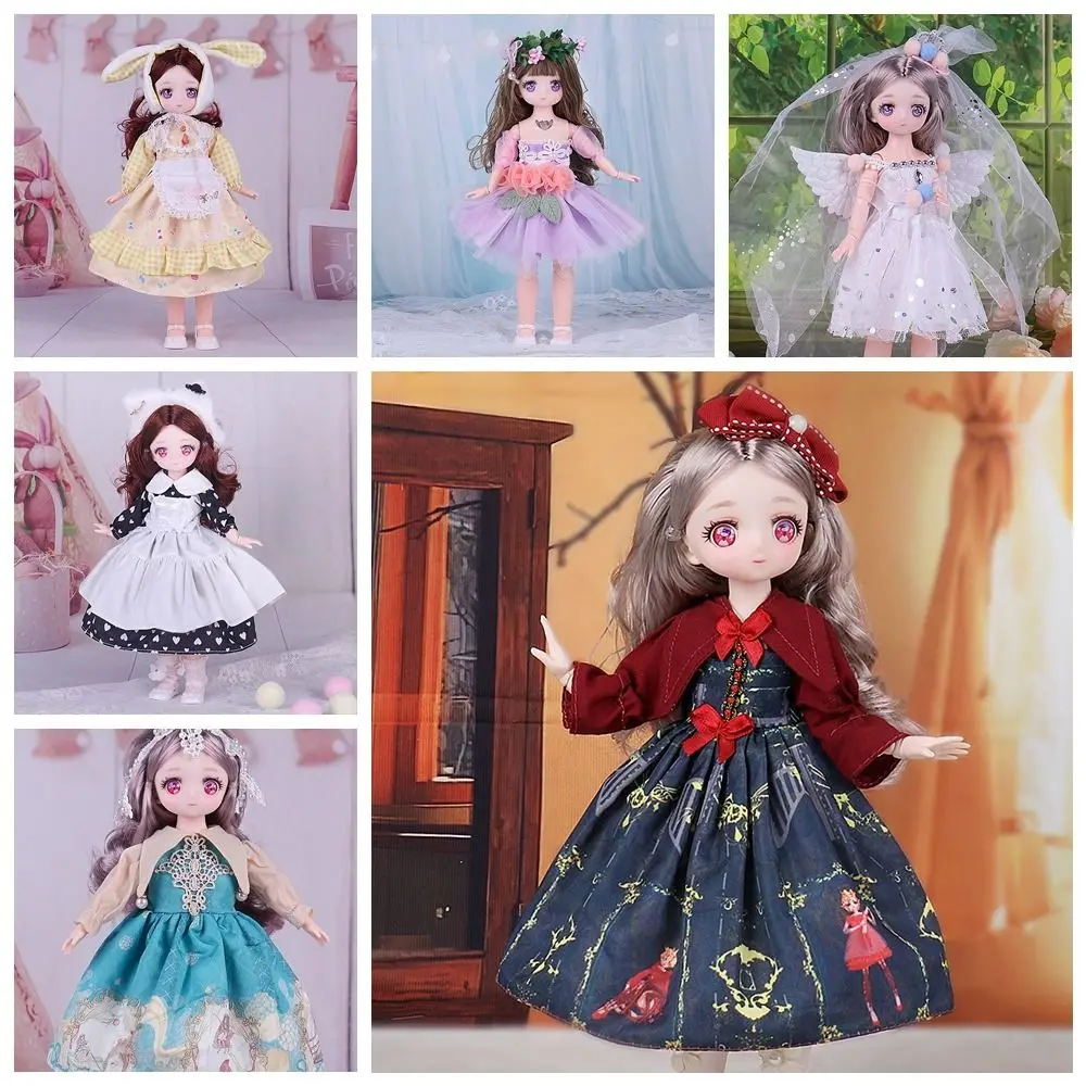 

Pink Eyed 30cm Doll with Clothes Princess Style Multiple Movable Joints 1/6 Bjd Doll Cute Plastic 3D Simulated Hinge Doll