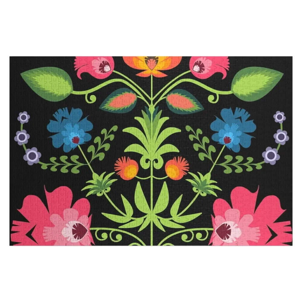 

Polish Folk Flowers on Black Jigsaw Puzzle Photo Custom Jigsaw For Children Custom Name Wood Puzzle