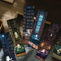 30Pcs Ghost Reading at the Library Bookmarks DIY for Scrapbooking &Page Dividers High Aesthetic Decorative Book Markers Paper