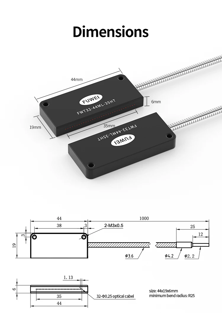 FUWEI FWT32-44ML-35 Durchstrahl-Matrix-Faseroptiksensor 35mm Lichtvorhang FPC-Anschluss 3C Materialerkennung – Detail 9