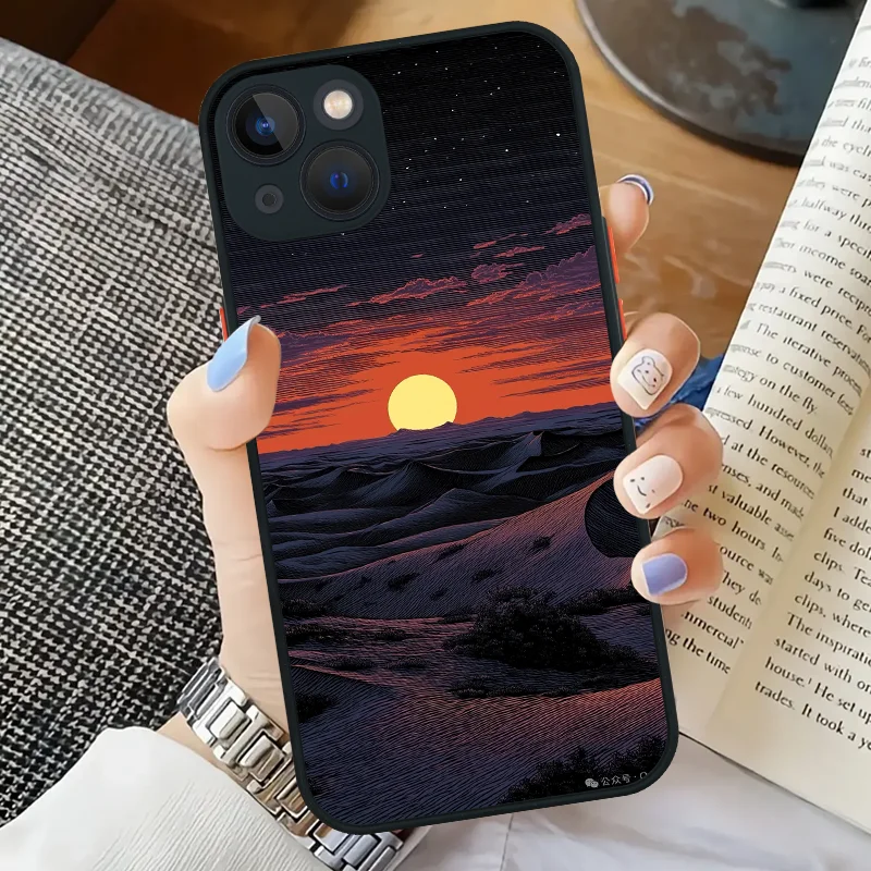 Anime Landscape Scenes Black Phone Case - Premium Silica Cover