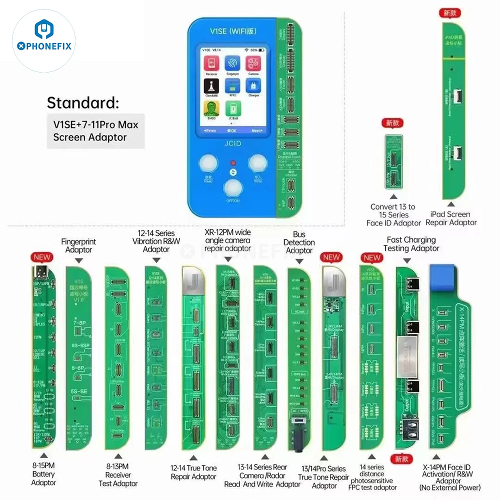 JCID V1SE WIFI Programmer Original Battery Face ID Screen True Tone Fast Charger Testing Adaptor Board For iPhone Repair Tools