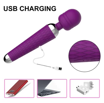 Powerful Magic Wand Vibrators for women, USB Charge AV Stick Female G Spot Massager Clitoris Stimulator Adult Sex Toys for Woman 6