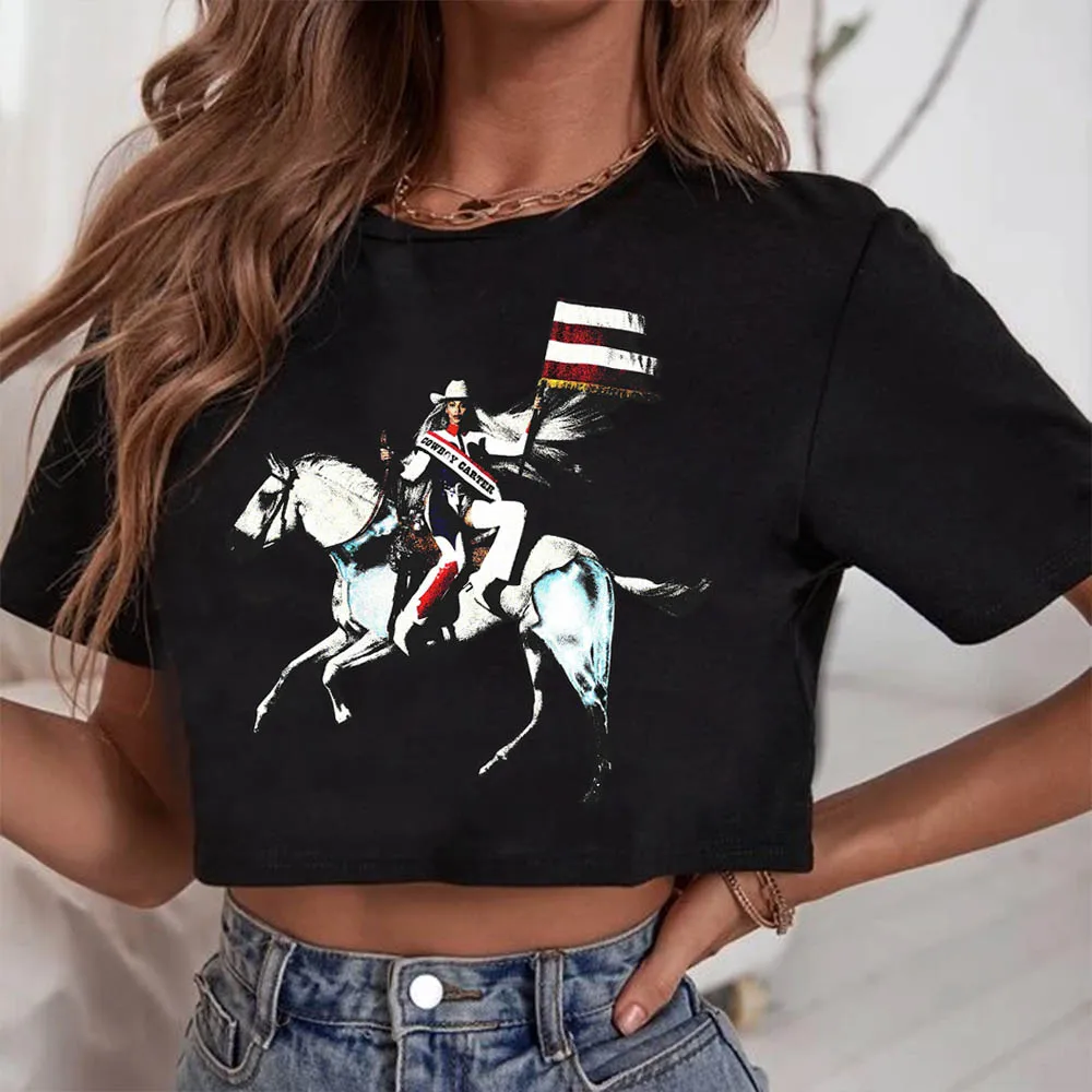 Beyonce Cowboy Carter Act II Shirts Women Crop Top Breathable Streetwear Clothing Fashion Top