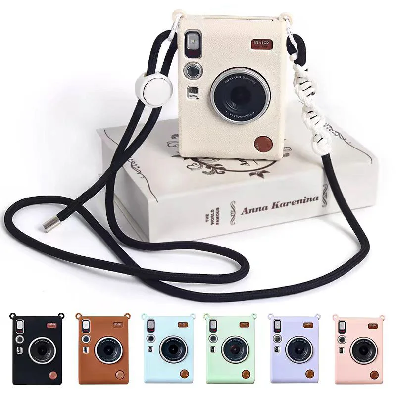Fujifilm Instax Mini Evo Soft Silicone Case Bag Cover Pouch Shoulder Strap Anti-scratch Dustproof for Lens Cap Camera Holster