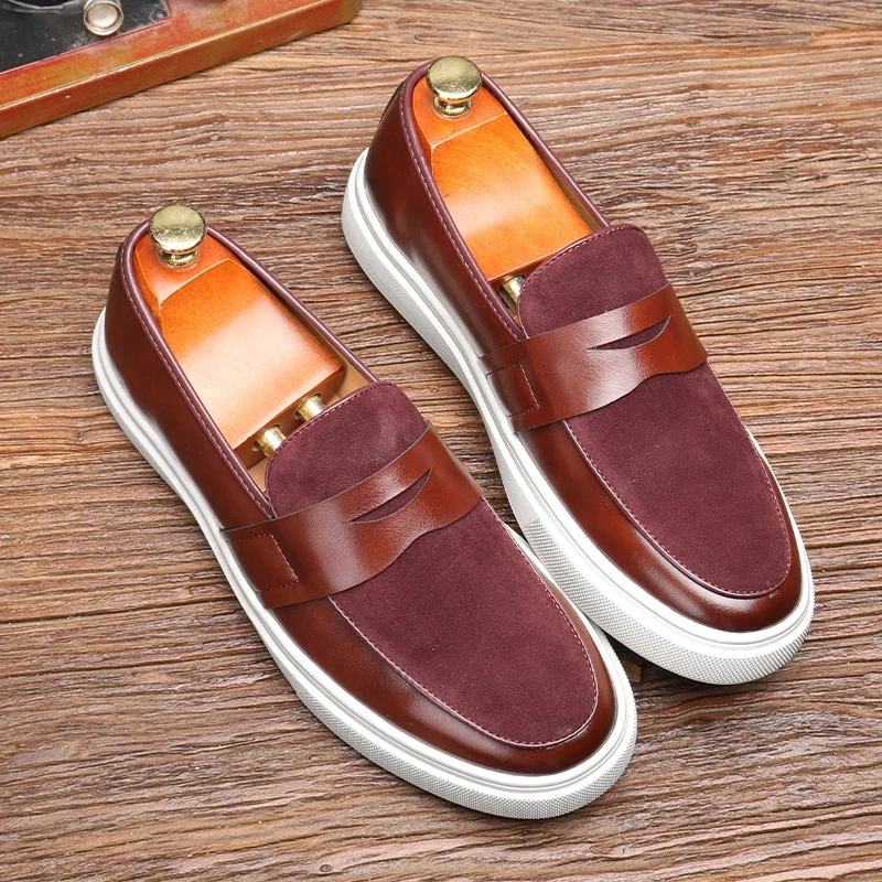 Luxury Men's Casual Slip-on Leather Shoes Men Classic British Style Penny Loafers Mens Outdoor Moccasins Driving Flats 6