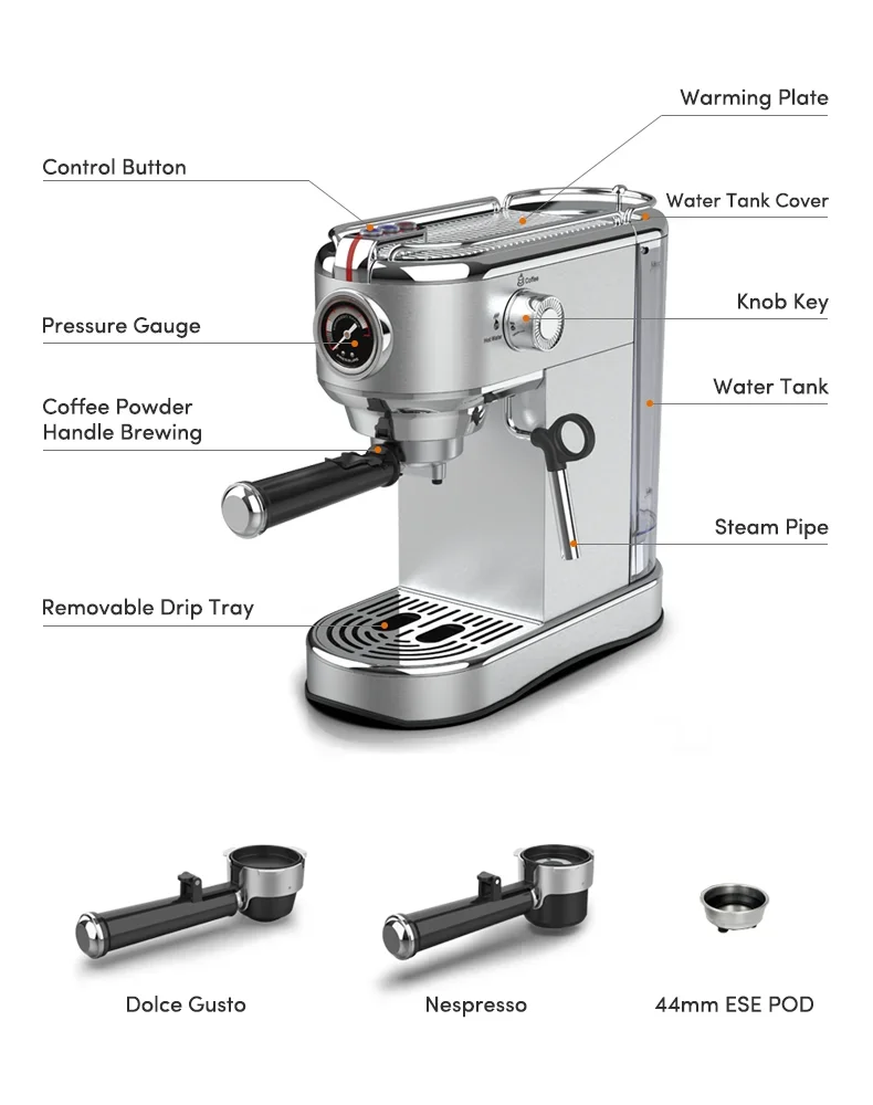 Manual Coffee Machine 19bar High Quality Espresso Coffee Machine Electric Home Coffee Machine 2