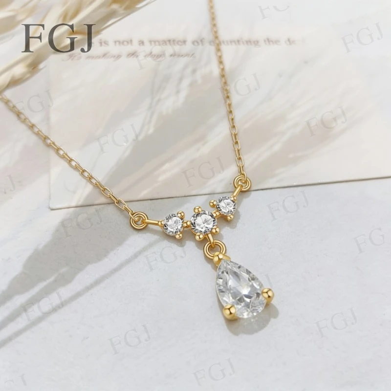 925 Sterling Silber Halsketten Kette Wassertropfen 1ct Moissanit D-Farbe Anhänger Halskette Damen Modeschmuck Jubiläumsgeschenk – Detail 2