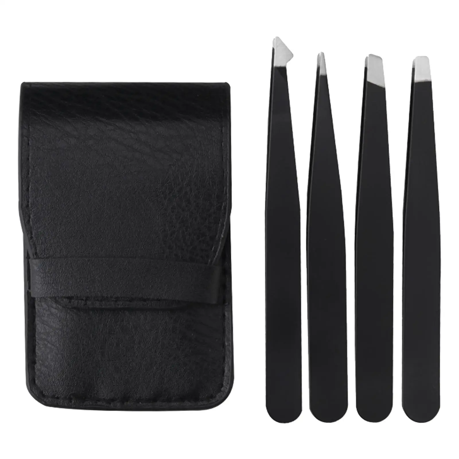 2-4pack Fine Hairs Puller Stainless Steel Professional 4 in1 Slanted Black