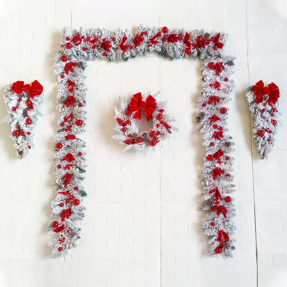 Description Picture 2 of itemNew Christmas Wreath Front Door Christmas Door Wreath Red Ball Ornaments for Door Window Mantle Indoor Outdoor Christmas Decorat