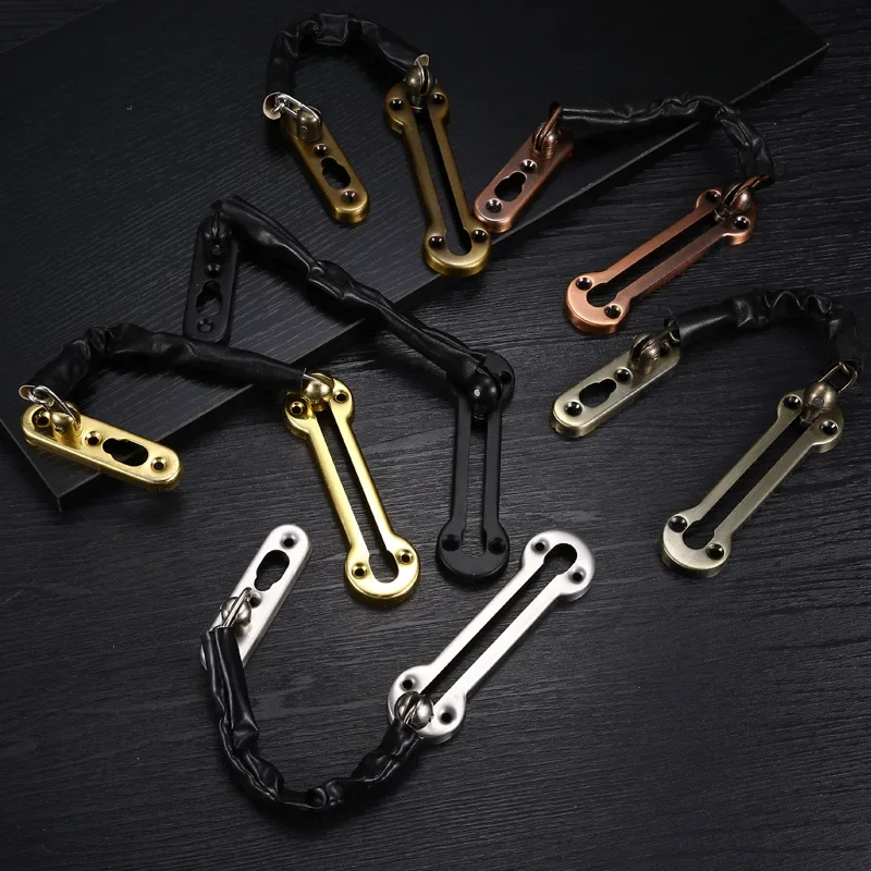 Stainless steel hotel door lock anti-theft door chain with PU holster Home security insert lock anti-theft chain