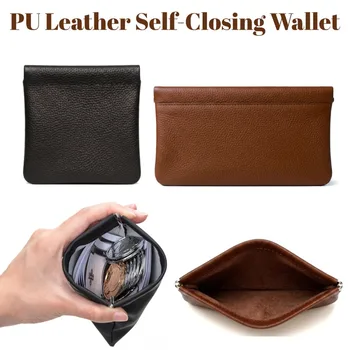 Mini borsa da viaggio in pelle PU con chiusura automatica, senza cerniera, custodia multifunzionale per chiavi, auricolari, carte, organizer per uomo e donna