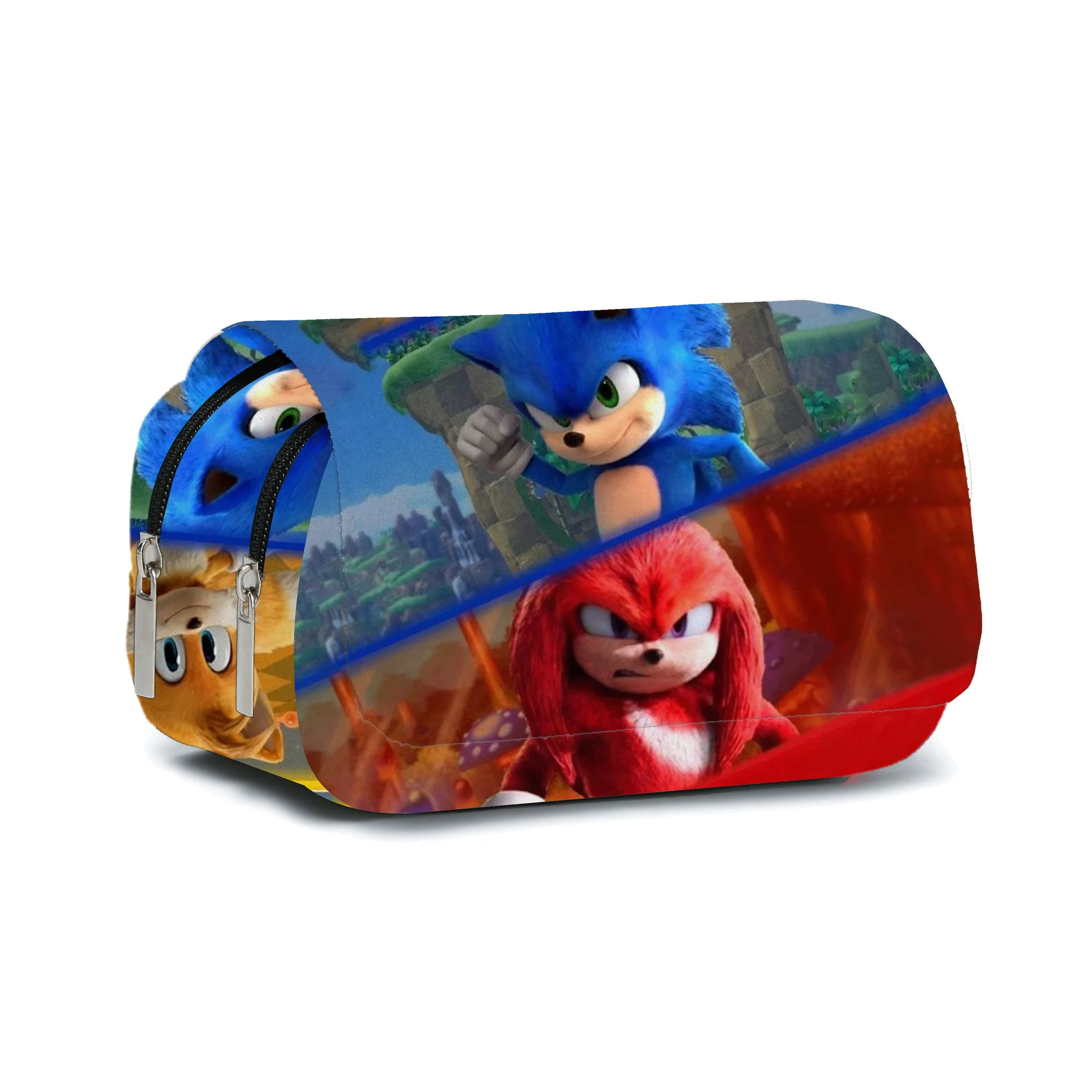 thumbnail image 1 of Estuche de lápices impermeable de doble capa con diseño de dibujos animados de Sonic The Hedgehog para niños, 1 of 5