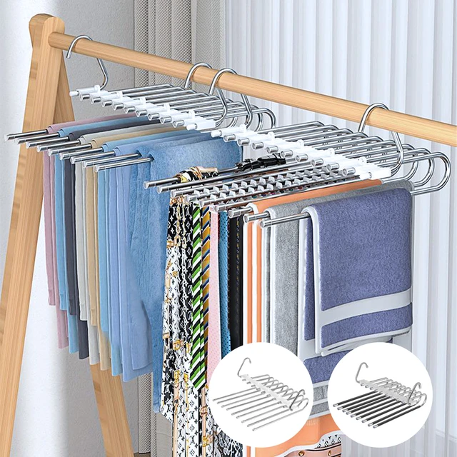 Stainless Steel Clothes Organizer  Space Saving Hangers Pants - 5 Layers  Pants - Aliexpress