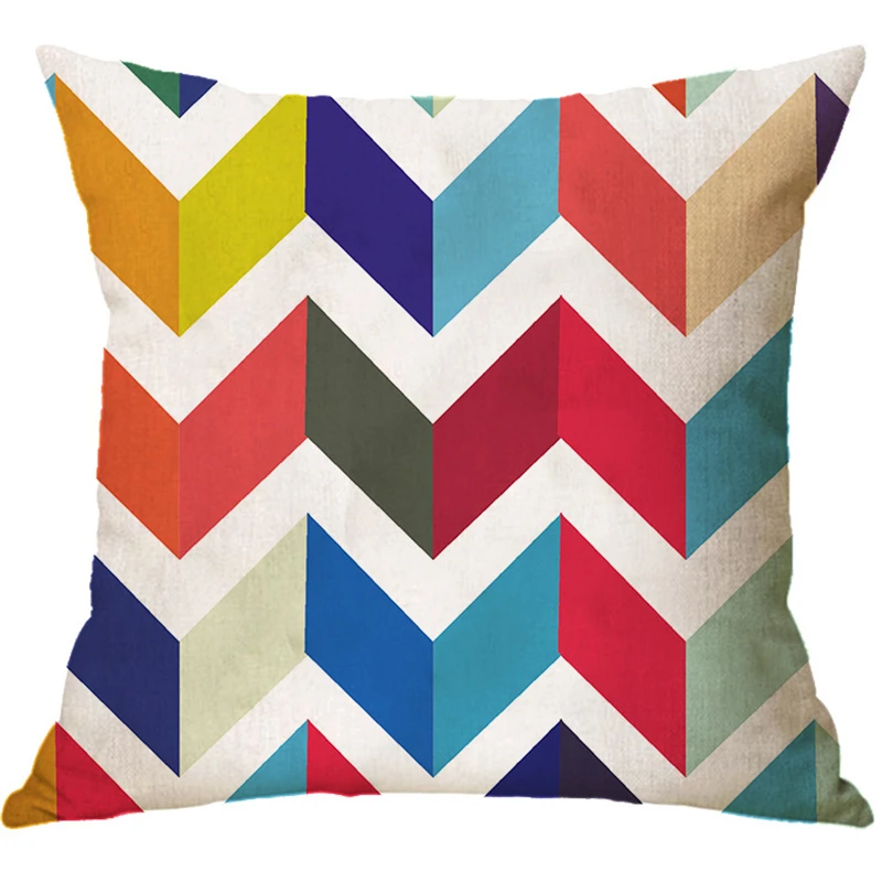 Home Decor Colorful Geometric Cushion Cover For Sofa Office Decoration Nordic Leaf Print Throw Pillow Cover Car Pillowcase 