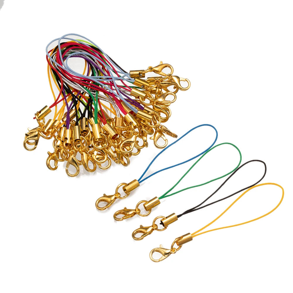 50Pcs Bunte Karabinerverschluss Seil Lanyard Strap Cord Charme Schlüsselbund Für DIY Schmuck Machen Telefon Seil Spielzeug Anhänger Schnur liefert