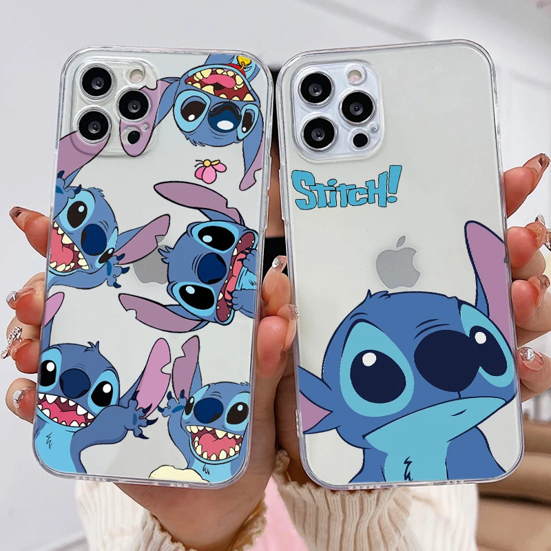 Stitch The Baby Disney Cover For Apple iPhone 13 12 11 Pro Max mini XS XR X 8 7 6S 6 Plus Liquid Left Rope Phone Case iphone 13 pro max leather case