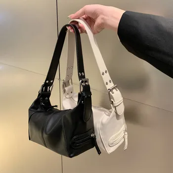 Y2K Style Shoulder Bag Shoulder Purse For Girls Street Wear For Women Trendy Motorcycle Handbag Minimalist 1