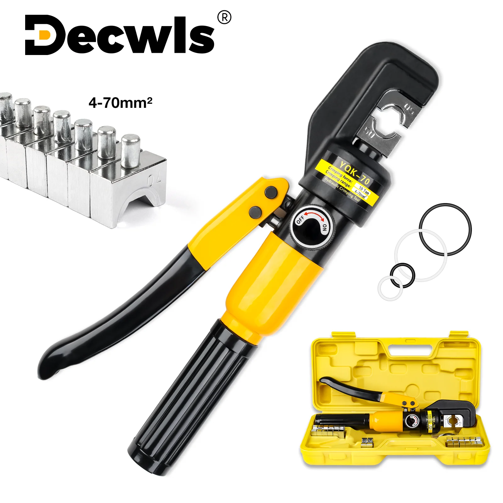 4-70mm² Hydraulic Crimping Tool  10T Pressure Hydraulic Pliers for DIY Cable Terminal Wiring, Cordless Crimping Pliers for Home