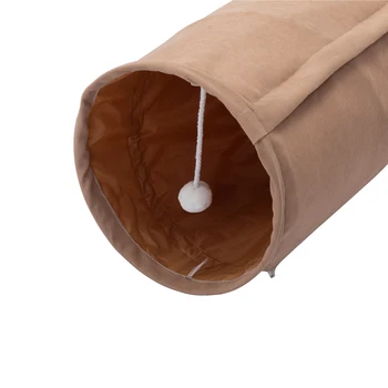 Collapsible Cat Tunnel Bed for Indoor Cats, Washable Cat Hide Tunnel with Hanging Toys and Cushion Mat 5