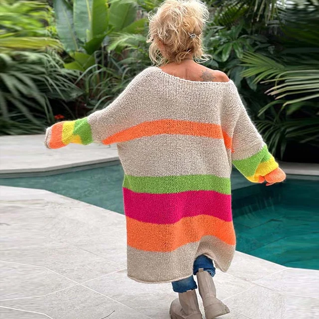 Maglione Donna Invernale A Maglia - Colorblock, Girocollo, Morbido E Casual - Per Autunno E Inverno - Foto 2