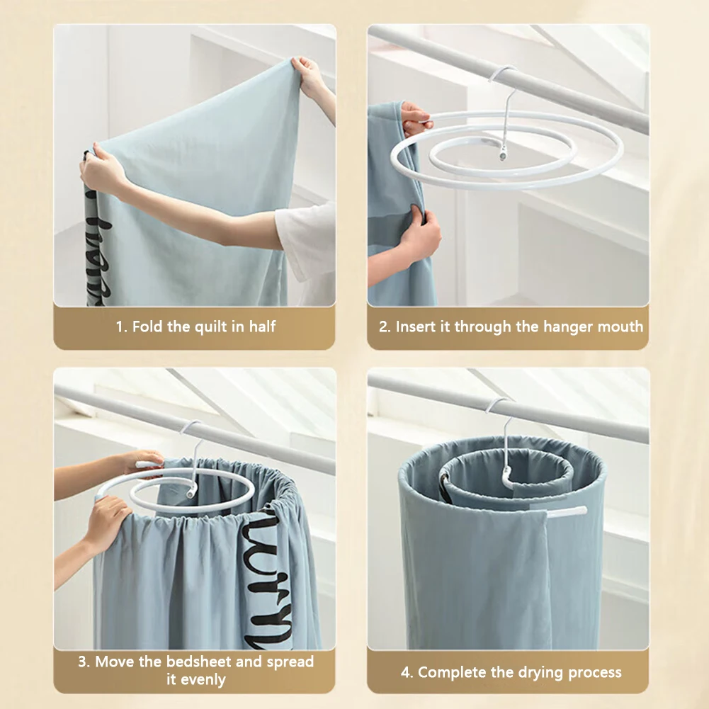 Round Spirals Sheet Hanger Quilt Sheet Sheet Hangers Multi-Functional Balcony Rotating Spirals Drying Rack For Clothes Towel 5