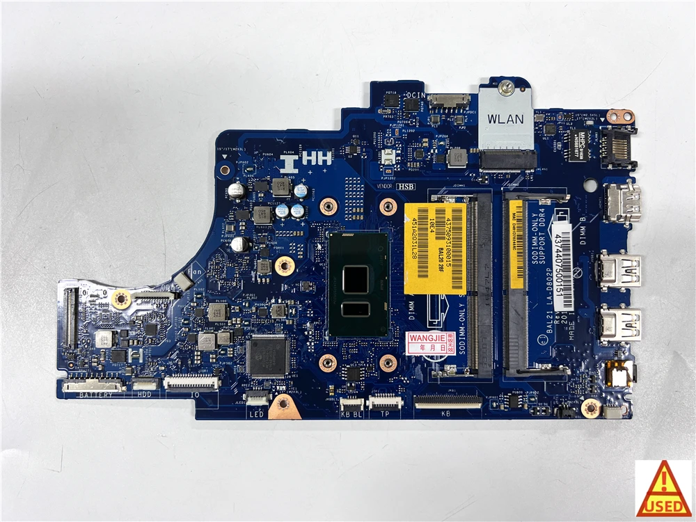 

USED Laptop Motherboard CN-02R3V9 LA-D802P FOR DELL 5567 5767 with SR2UW i3-6006U 100% Working Test Passed