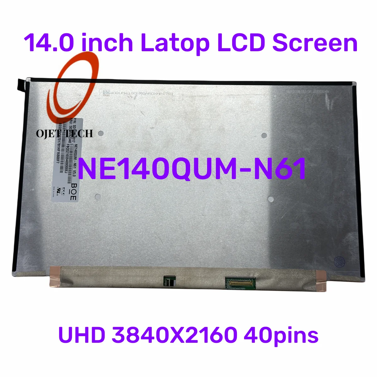 

14.0" NE140QUM-N61 V5.0 For Lenovo T14 Gen 1 T14s X1 Carbon 8th Gen UHD IPS Lcd Screen FRU: 5D10V82348 Glossy Non-touch