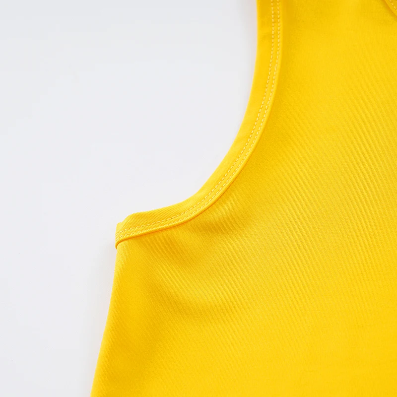 Summer Children's Clothing Boys And Girls Cute Cartoon Bear Comfortable Baby Round Neck Sleeveless T-Shirt Yellow Top