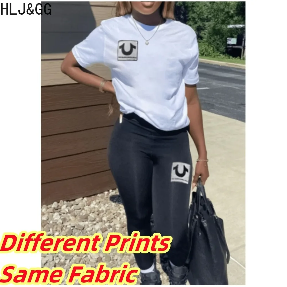 HLJ&GG Y2k Fashion Letter Print 2024 Spring Summer Tracksuits Black White Bodycon 2 Two Piece Outfits Pants Matching Sets
