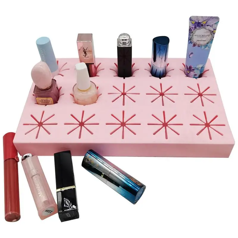 

Органайзер для губной помады, Силиконовый Многофункциональный органайзер для губной помады с 15 отделениями, органайзер для косметики, держатель для губной помады