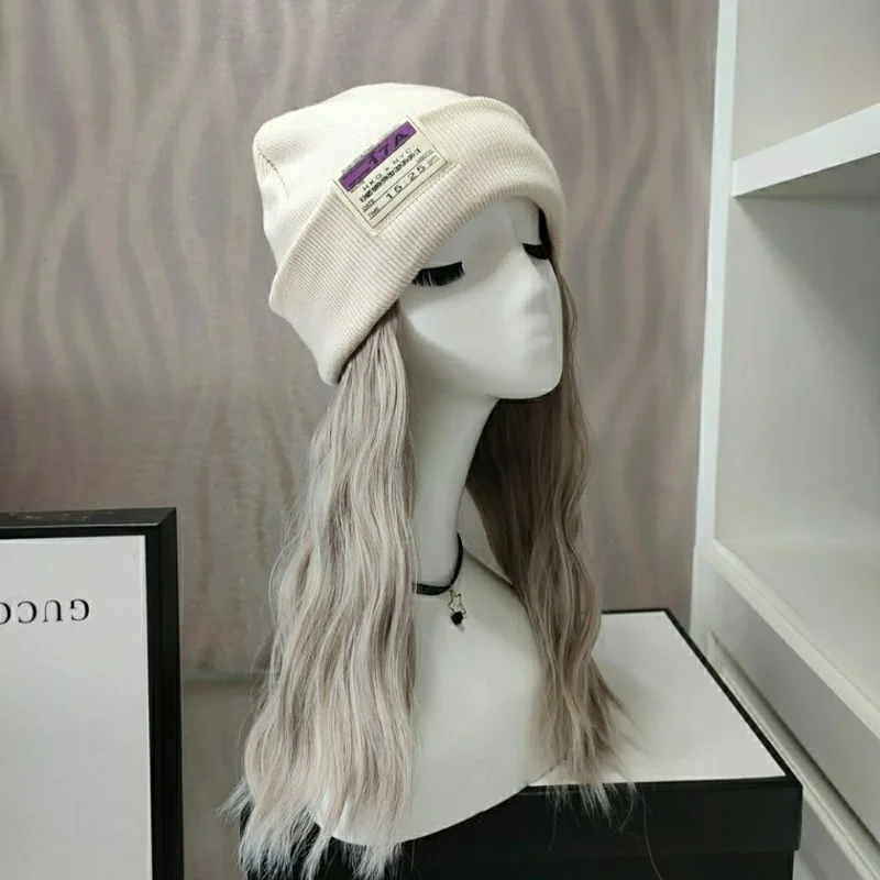 

Casual Chic Wig Beanie Fashion Y2k Curly Wig Hats Women Detachable Wigs Hat Girl Punk Wig Beanies Ladies Daily Warm Wig Bonnets