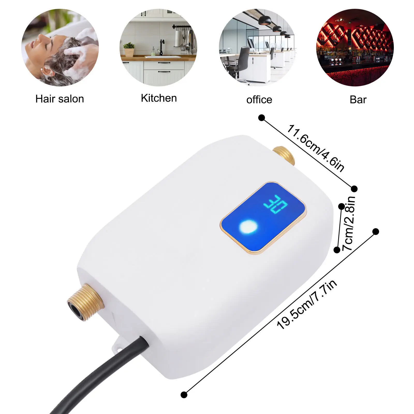 Tankless Water Heater 3000W Portable Electric Instant Hot Water Heater Overheating Protection Kitchen Under Sink Bathroom Shower