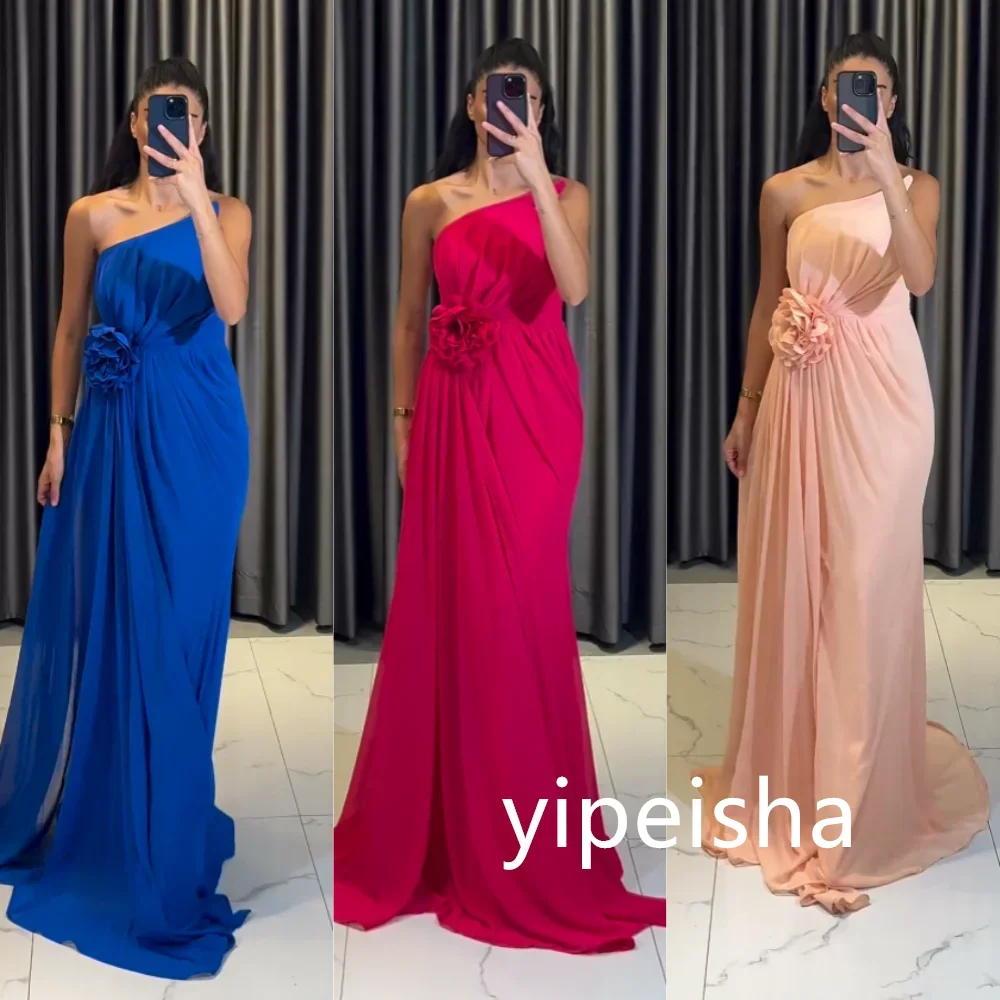 Chiffon with Appliqued Long Dresses Papaya