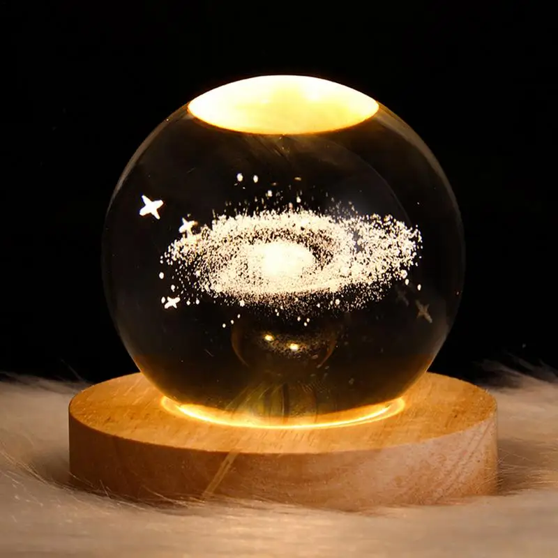 

3D Glowing Planetary GalaxyAstronaut Crystal Ball Night Lights USB Power Warm Bedside Light Christmas Kid Gift Night Lamp