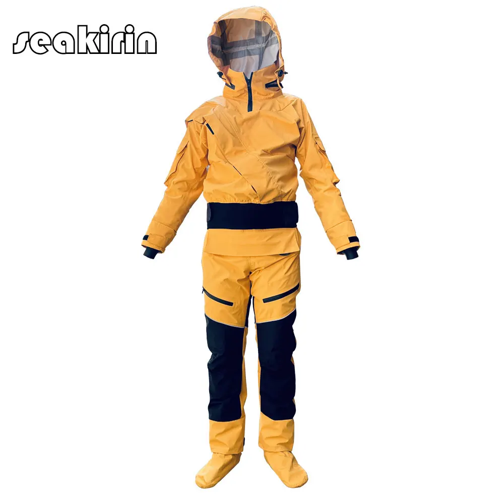 Front Entry Waterproof Full Drysuit Detachable Hooded Dry Suit Clothing