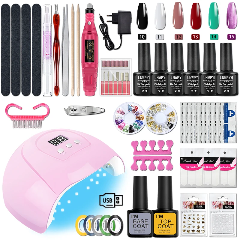 Manicure Set Extension Nail Gel Set Acrylic Quick Extension UV Gel Nail Polish Soak Off LED Varnish Base Gel Top Coat Nail Kit 3