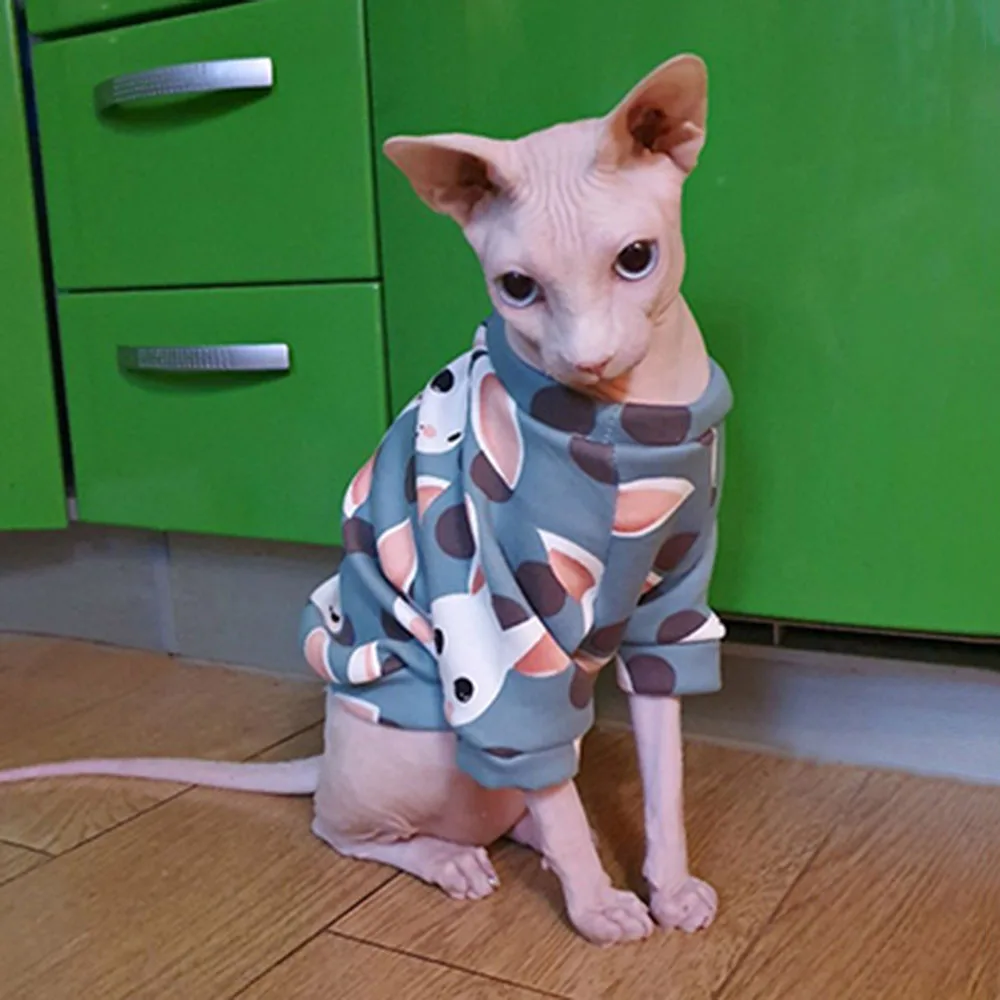 Warme Katzenkleidung Für Winter - Sphynx Katzen Mantel In Grün
