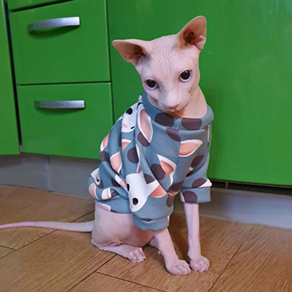 Tanie Zimowe ubrania dla kota Sphynx ciepłe polarowe bluza z kapturem sklep