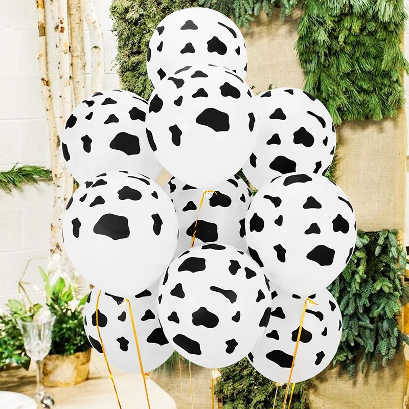 

10pcs Black White Animal Cow Latex Balloons Cow Helium Balls Birthday Party Decoration Toy Farm Jungle Balloons Theme Air Globos