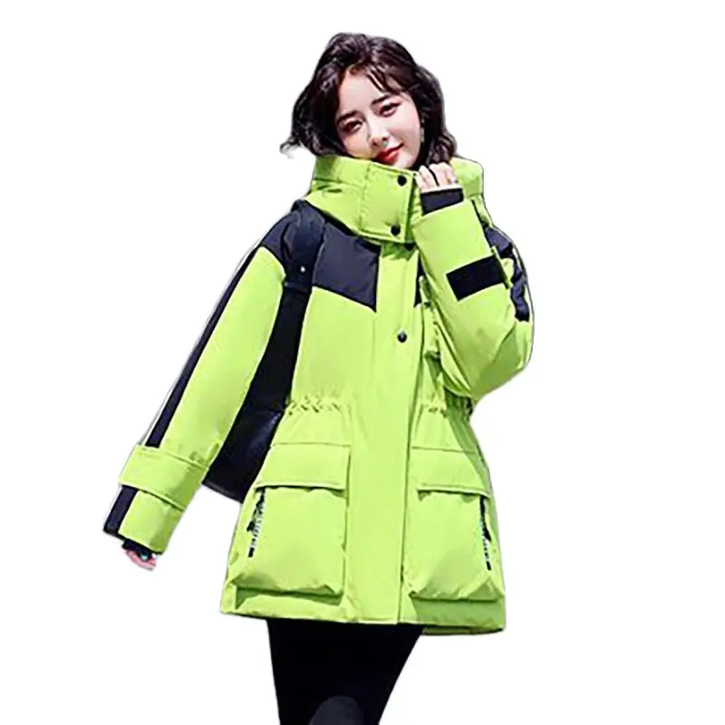 

Duck Duck 2023 Winter New Long Down Female Korean Version Of Tooling Western Style Stitching Bright Coat Sent To Overcome